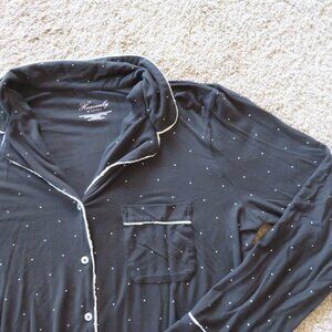 Black HEAVENLY by Victoria Super Soft Pajama Top Button Up
